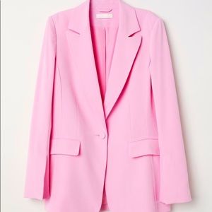 Pink Single-Breasted Blazer with Split Sleeves